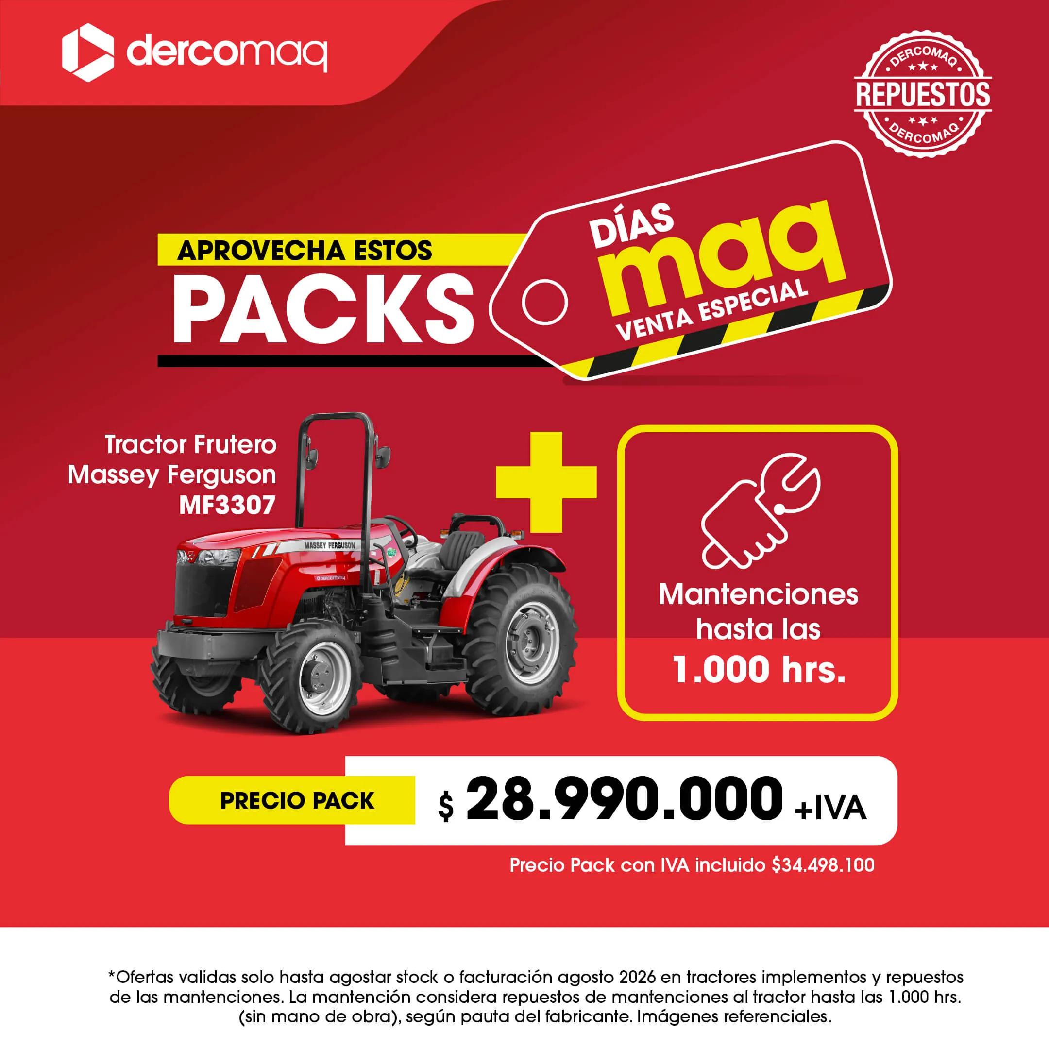 Pack Tractor MF 3307 + Mantenciones 1.000 Hrs